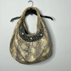 Zigi Soho Snake Print Beaded Shoulder Purse